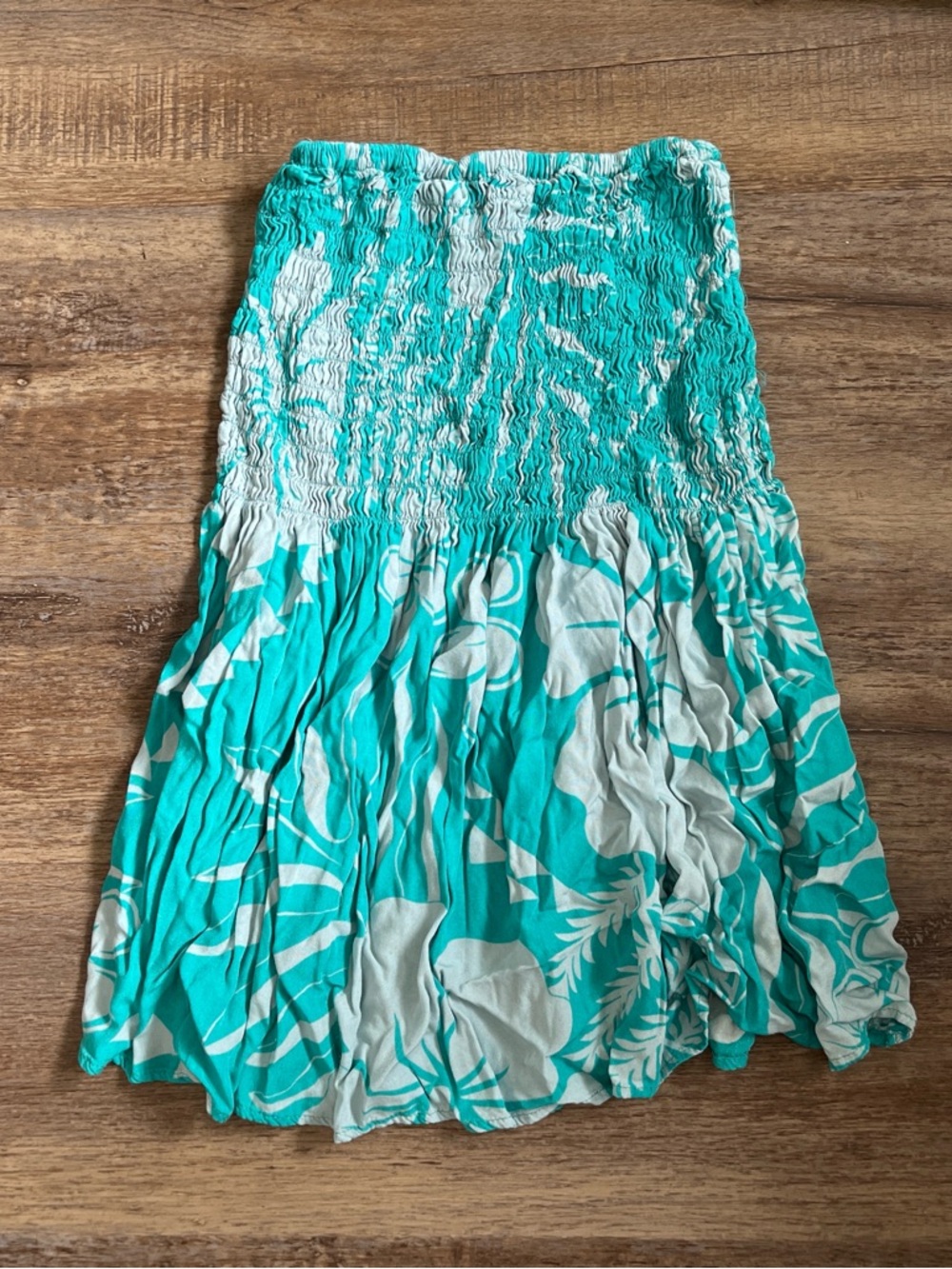 Turquoise and White Floral Smocked tube top